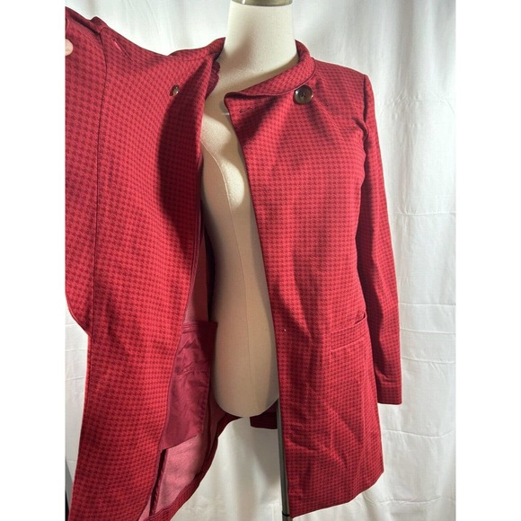 Cabi Celebration Jacket Coat Red Houndstooth Ruffle Size S Small - Picture 6 of 10